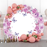 Toile de fond de cercle d'anniversaire rose et papillon pour la fête